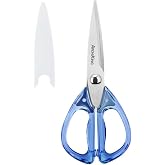 ARCHIKING 8.0inch Kitchen Shears, Sharp Stainless Steel Meat &amp; Poultry Scissors, Transparent Blue Acrylic Handle, All Purpose Utility Cooking Scissors for Kitchen/BBQ/Home/Office