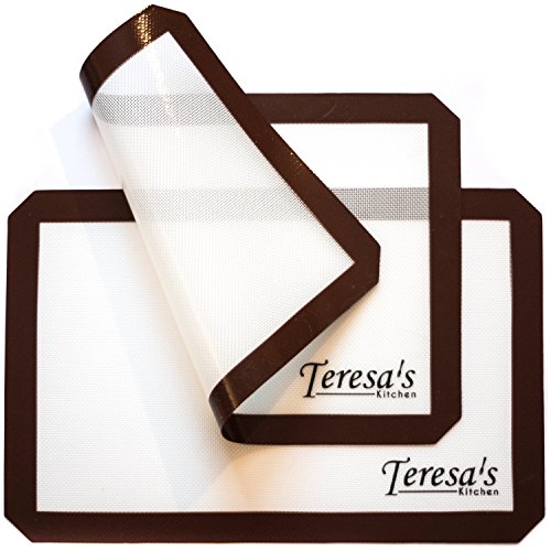Teresa s Kitchen â€“ Silicone Baking Mat - Non Stick â€“ Baking Sheet for Oven or Toaster Oven â€“ Cookie Sheets - Brown - Set of 2