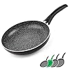 GadHome Classic koekenpan met anti-aanbaklaag, 24 cm, zwart | Pan voor inductie | Aluminium pan met ergonomische…