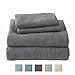 Cotton Jersey Knit King Sheet Set - Ultra-Soft, Stretchy, Heathered Melange Dark Grey Bed Sheets - Cozy, Soft T-Shirt Sheet & Pillowcase Set