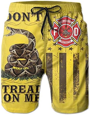 Don't Tread On Me Flag Volunteer Firefighter Men's Beach Shorts Swim Trunks - Swimsuit Athletic Shorts