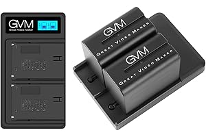 GVM GREAT VIDEO MAKER GVM NP-F970 6600mAh Batteries with Dual USB Charger and V-Mount Adapter, LCD Screen Display Charge Status of Each Battery, 2 Packs Portable Power for Camera Camcorder Broadcast Video Light