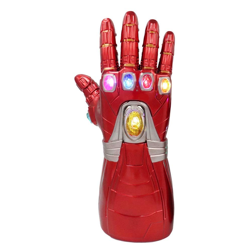 Thanos Gloves with LED Lights for Children Adults Right Hand Infinity Stones PVC Glove Thanos Gloves Halloween Cosplay Costume Party Props, red, Kindergrößen