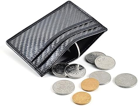 Genuine Carbon Fiber Credit Card Holder, RFID Blocking Slim Minimalist Wallet &amp; Money Clip (Black Carbon Fiber)