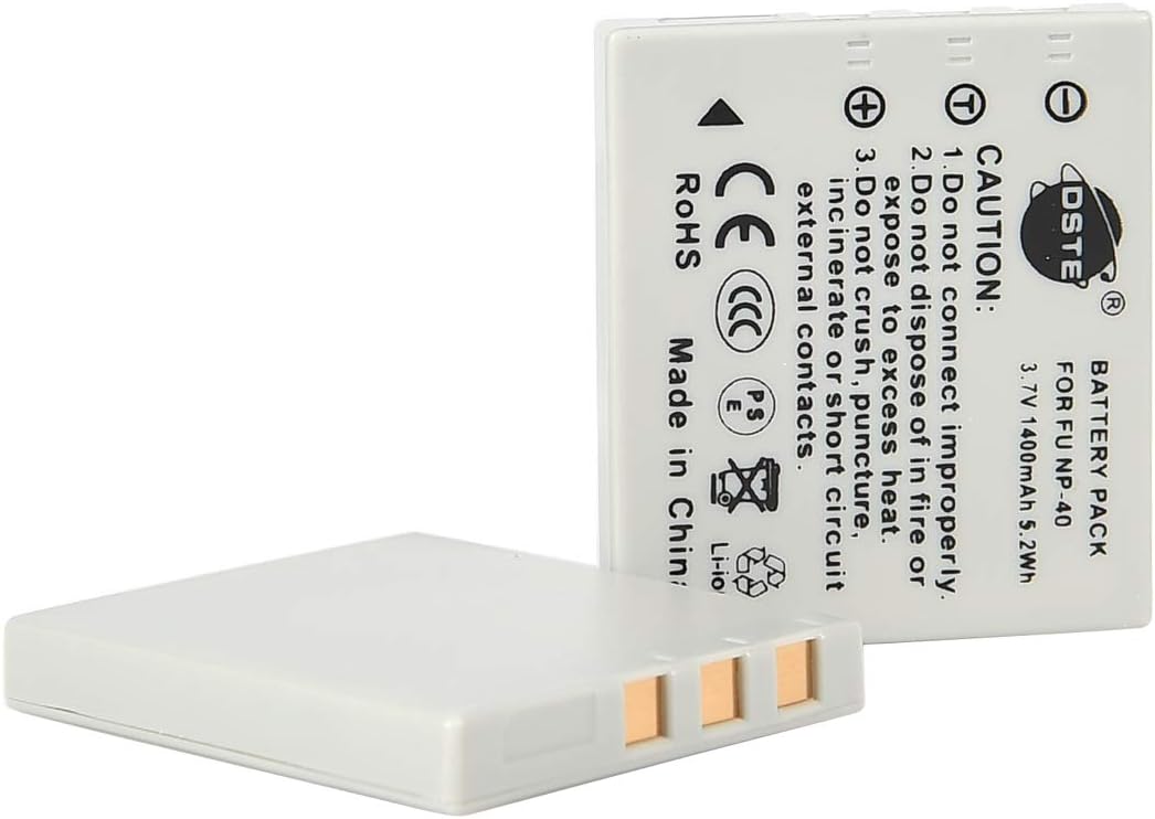 DSTE® 2x NP-40 Rechargeable Li-ion Battery for Fujifilm FinePix F460 F470 F480 F610 F650 F402 F403 F420 F455 F700 F710 F810 F811 J50 V10 Z1 Z2 Z3 Z5fd Camera as Fujifilm NP40 NP-40N Kodark KLIC-7005 BENQ DLI-102 PENTAX D-LI8 D-Li85 RICOH D-LI8 Samsung SLB-0737 Sanyo NP-40 UF553436