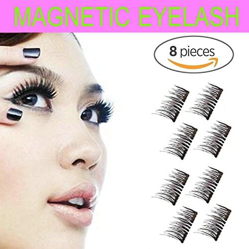 Magnetic Eyelashes Glue-free Premium Quality False Eyelashes Set for Natural Look - Best Fake Lashes Extensions 3D Reusable Long Dual Lash Magnetic Fake Eye Lashes Set 2 Pair/8Pcs