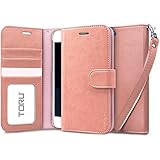 iPhone 6S Plus Case, TORU [Prestizio] Wristlet [Pink] Wallet Case with [Card Slot][ID Holder][Kickstand][Wrist Strap] for iPhone 6 Plus / iPhone 6S Plus - Pastel Pink