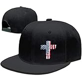 American Flag Cross Snapback Hats for Men Christian Hats Jesus Cross Hat Flat Bill Brim Hats for Men Snap Back Hats Black Baseball Cap Boys Faiths Prayers of Blessing