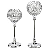 Easeurlife Silver Crystal Candle Holders Set of 2 Pack(Silver, 11.8