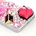 iPhone SE Case,iPhone 5S/5 Case - Mavis's Diary 3D Handmade Bling Crystal Red Lips Lipstick Pink Heart Bow Pearls Diamonds Hard White Cover