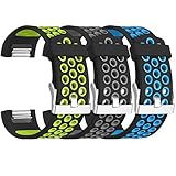 SKYLET for Fitbit Charge 2 Bands, 3 Pack Breathable Silicone Replacement Bands for Fitbit Charge 2 with Secure Watch Clasp (No Tracker)