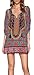 Women Bohemian Neck Tie Floral Print Ethnic Style Shift Dress