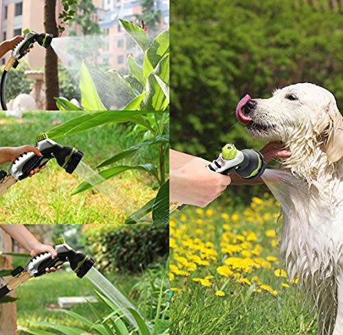 100ft Garden Hose - Expandable Water Hose with 13-Layer Latex Core, 3/4" Solid Brass Fittings, Extra-Flexible Fabric & 8 Pattern Spray Nozzle, 3-Year Warranty