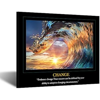 Kreative Arts Motivational Self Positive Office Quotes Inspirational Success Teamwork Posters Canvas Prints Amazing Ocean Wave Pictures Sunset on Sea Landscape Wall Art for Big Room Hall Office 20x24