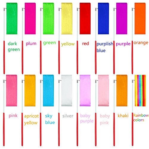 image for Elcoho 16 Pieces Dance Ribbons Streamers Rhythmic Gymnastics Ribbon Wa