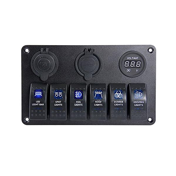 Proelectric-Blue-LED-Light-1-Waterproof-MarineBoat-Car-Switch-Panel-6-Gang-USB-Charger-Voltage-Indicator-Power-Socket-5-pin-On-Off-Rocker-Switch Proelectric-Blue-LED-Light-1-Waterproof-MarineBoat-Car-Switch-Panel-6-Gang-USB-Charger-Voltage-Indicator-Power-Socket-5-pin-On-Off-Rocker-Switch