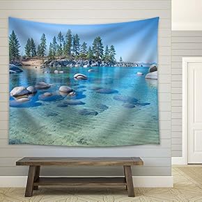 Beautiful Blue Clear Water On The Shore of The Lake Tahoe - Fabric Tapestry, Home Decor - 51x60 inches