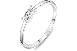 KOHOTA Silver Birthstone Rings for Women Dainty Stackable Engagement Wedding Promise Rings Non Tarnish CZ Emerald Green Gemstone Ring Mothers Birthday Gift Size 6-10