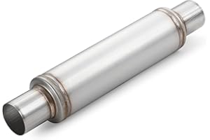 A-KARCK 2.5" Inlet Exhaust Resonator, 2.5" Inlet 2.5" Outlet 20" Overall Length Muffler Resonator Stainless Steel