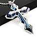 Letshopping® Fashion High Quality Stainless Steel Cross Pendant Men's Necklace Chain (#1blue)