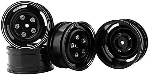 Yiguo 12mm Hex Aluminum Alloy Wheel Rims with Screws Upgrade Parts Black Set of 4