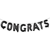 16 inch multicolor Congrats Letters Banner Gold Graduation Party Decorations Supplies (CONGRATS BLACK)