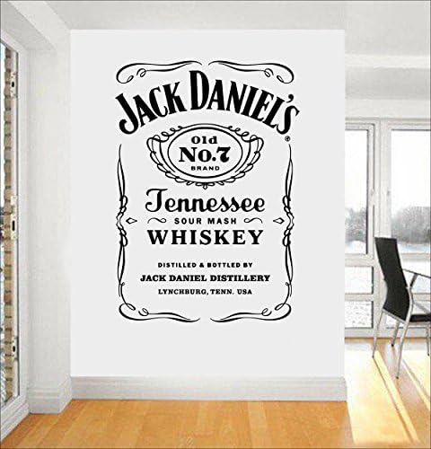 Wall Decal Jack Daniels JD Wall Decor Sticker Removable Jeness Whiskey Carving Quotes Wall Mural Living Room Kitchen Interior Deoration Stickers Y013 (Black, 57x80cm)