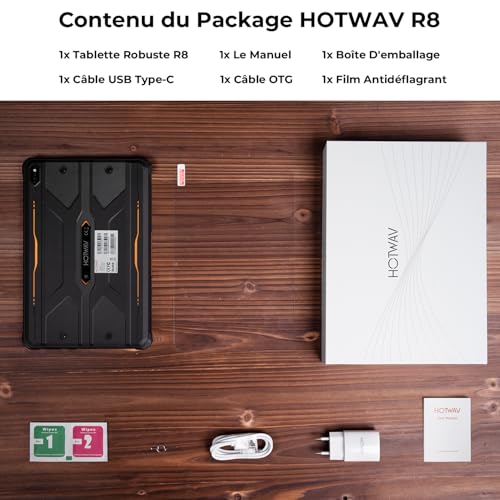 Hotwav R8 Unbreakable Tablet, 12GB + 128GB/TF 1TB Touch Tablet, 10800mAh Battery, 10.1 Inch HD+ Screen, Android 14 Tablet, 13MP+5MP/Octa-Core/Dual SIM 4G/WLAN 5G/IP68&IP69K/Face ID/GPS/OTG Black