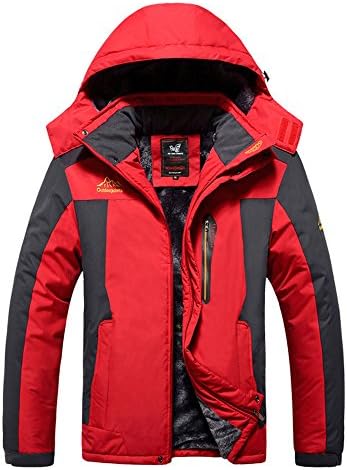 Men's Mountain Waterproof Fleece Ski Jacket Windproof Rain Coat Army Green 8XL