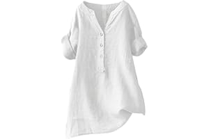 PIFAME Linen Shirt for Women Breathable Tops Loose Crewneck Tops Womens Daily t Shirts Summer Shirts for Women 2024
