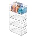 HOHOUSStore Stackable Plastic Long Storage Bin Container with Carrying Handles for Office to Hold Gel Pens, Erasers, Tape, Pens, Pencils, Markers, Notepads, Highlighters, Staplers, 4 Pack - Clear, large-76, Black-76