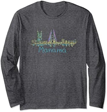 Unisex Manama Panorama at night Long Sleeve Shirt T-Shirt 2XL Dark Heather