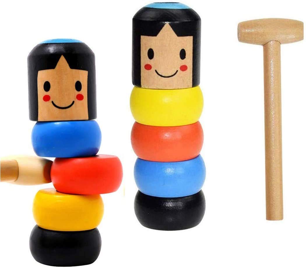 NA Wooden Man Magic Toy, Wooden Man Puppet Immortal Puppet Daruma Stage Magic Props for Kids Children Girls Boys Birthday Halloween