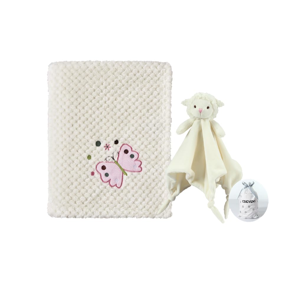 CREVENT Soft Cozy Baby Blankets for Boys Girls + Security Blanket, Set with A Gift Bag Newborn Essentials (Ivory) — image 1