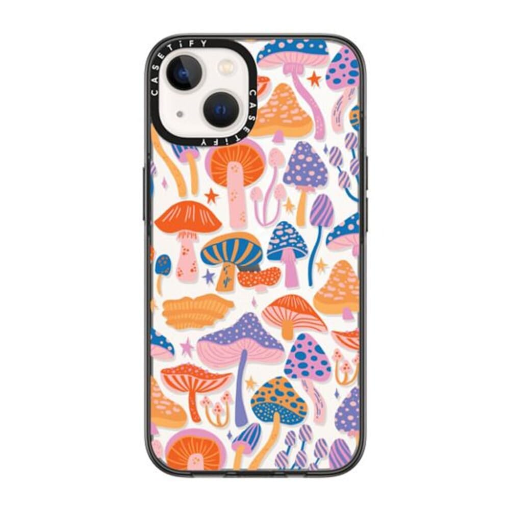 CASETiFY Compact iPhone 14 Case [2X Military Grade Drop Tested / 4ft Drop Protection] - Magic Mushrooms - Clear Black — image 1