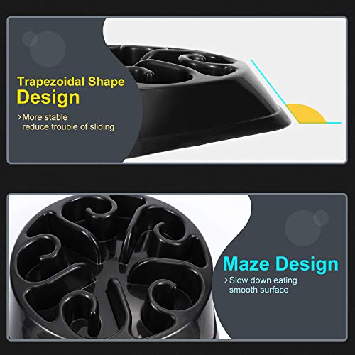 KASBAH Dog Slow Feeder Bowl, Puzzle Bowl for Large Dogs, Anti-Choke Large Dog Bowl Anti-Gulping Slow Food Feeding Dishes Interactive Bloat Stop Dog Bowls, Black