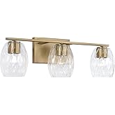 Capital Lighting 145331AD-525 Lucas Transitional Wavy Embossed Glass Vanity Lights for Bathroom, 3-Light 300 Total Watts, 8" 