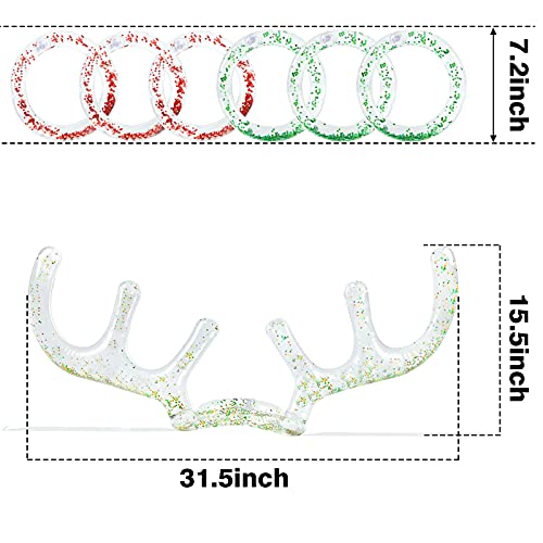 LovesTown Inflatable Reindeer Antler Ring Toss Game Set, Inflatable Christmas Party Games Funny Gifts Stocking Stuffers for Adults Party Favors Outdoors Indoors Games (2 Hat+6 Rings)