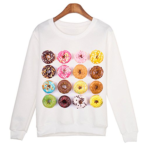 Catamaran Women Cute snacks donuts Printed Long Sleeve Sweatshirt