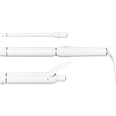 T3 Switch Kit Professional Ionic Interchangeable Curling Iron with 3 Ceramic Clip & Wand Long Barrels for Curling and Waving, 9 Adjustable Heat Settings & Ion Generator, White/Rose Gold
