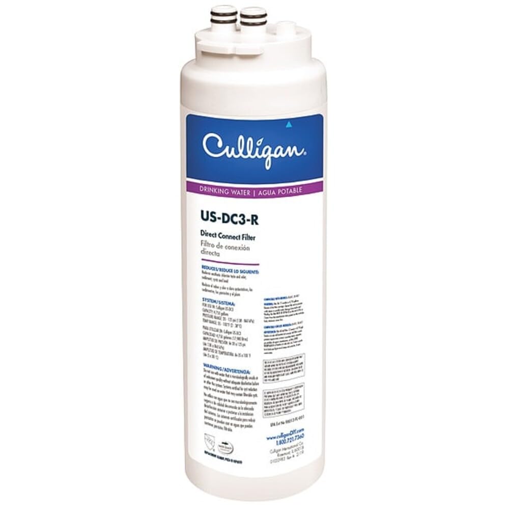 Culligan US-DC3-R Direct-Connect Under-Sink Water Filter Cartridge – Quick Twist-Lock, 4,750-Gallon/12-Month Capacity, Removes Lead, Chlorine, Taste & Odor, Microbial Cysts