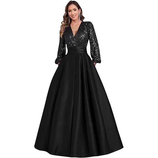 Sleeve Prom Dress Evening Dresses With Sleeves Uk La Femme Women's Evening  Dress Black Maxi Dresses