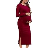 Smallshow Women's Long Sleeve Maternity Sweater Dress Knit Fall Winter Pregnancy Clothes