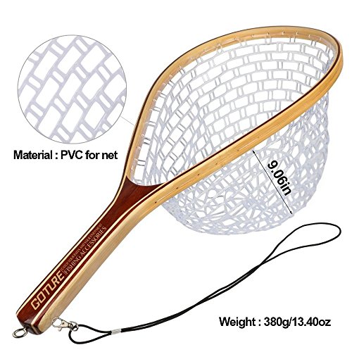 Goture Fly Fishing Landing Trout Net Catch and Release Net - Wooden Frame with Soft Rubber Mesh - //medicalbooks.filipinodoctors.org