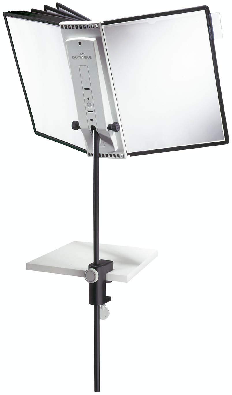 Durable SHERPA Desk Clamp Display Panel Unit | Includes 10 A4 Panels in Black | Height Can be Adjusted for User