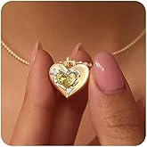 Fettero Gold Heart Necklace for Women 14K Gold Plated Birthstone Necklace Charm Heart Pendant Necklace Cute Love Necklace Jewelry CZ Pendant Necklace Birthday Gift for Women Jewelry
