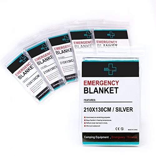 Always Prepared Heavy Duty Emergency Blankets (Pack of 6) Silver 52″X 82″ – Sturdy Mylar Thermal Reusable Blanket – Aluminized Polyester – 100% Wind & Waterproof – Flexible in Freezing Temperatures