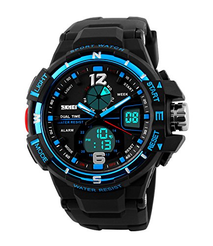 Mens Military Sports Analog Watch,Outdoor Sport Waterproof Digital Big Face Alarm Wrist Watches for Men