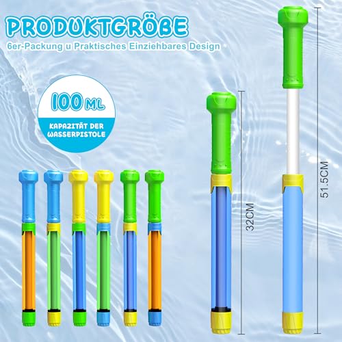 Pack of 6 Children's Water Gun, 32 cm Water Sprayer Water Spray Gun Children with 8-10 m Feet Long Range Spray Gun Water Colourful Set for Boys and Girls Party Beach Pool Toy