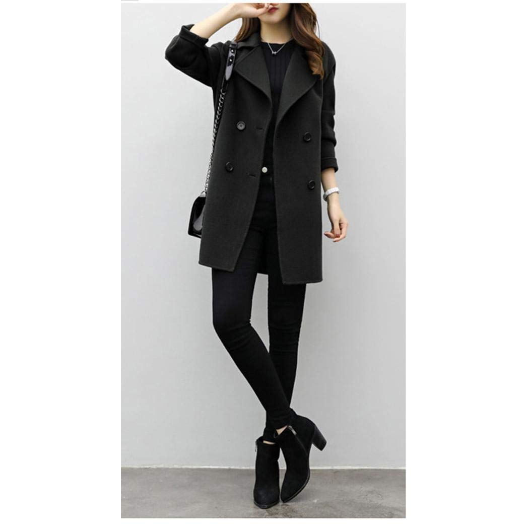 fnemo Abrigo Largo de Lana Cruzado de Moda para Mujer Abrigos